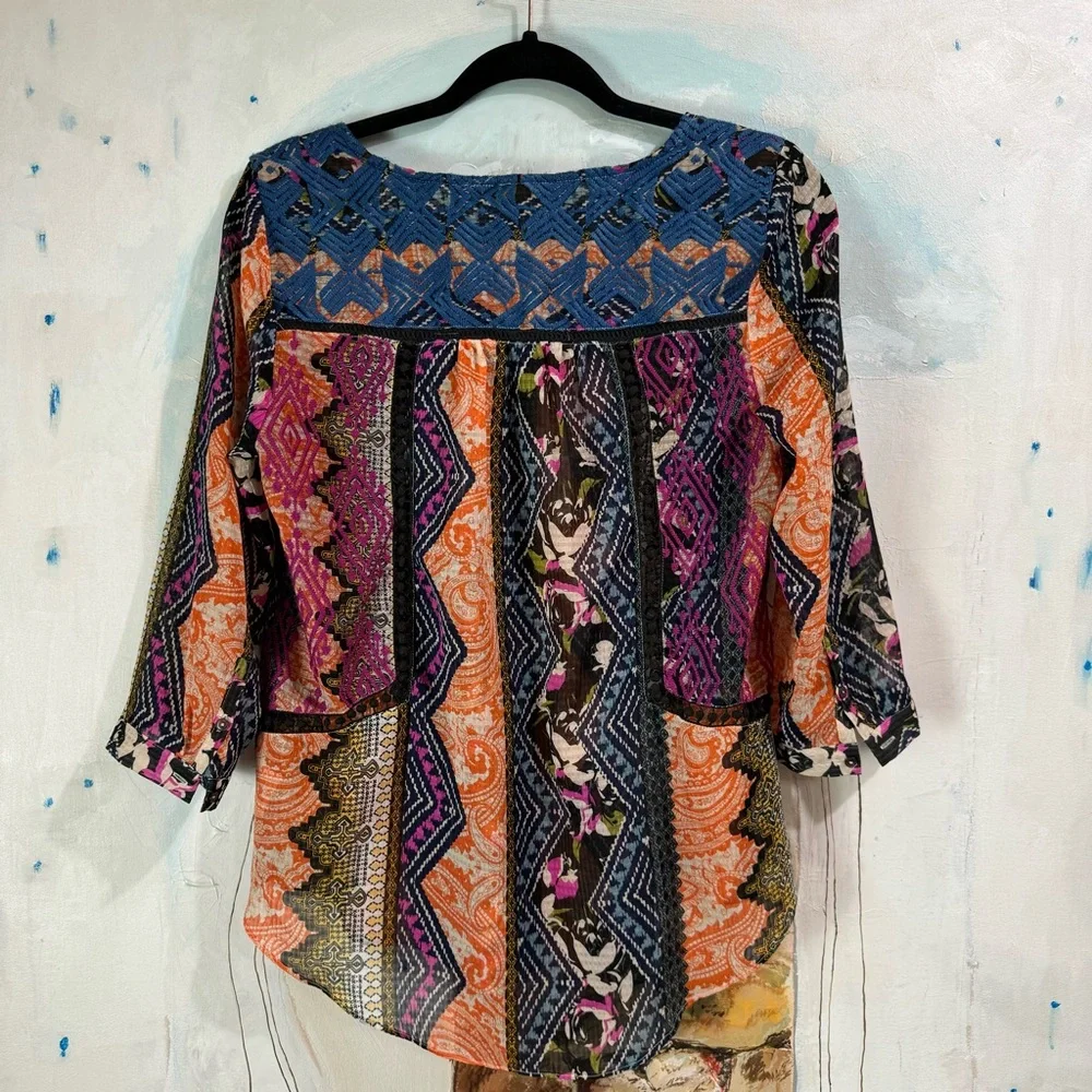 Bohemian Blouse originally from Anthropologie / 4 / multi colored + patterned - Picture 2 of 7